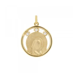 Medalla Virgen Niña Plata Dorada y Circonitas 15mm*Eguzkilore Hot