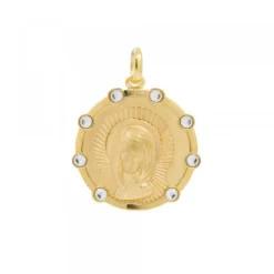 Medalla Virgen Niña Plata Dorada Circonitas 21mm*Eguzkilore Discount