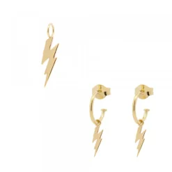 Pack Colgante y Pendientes Rayo de Plata Dorada*Eguzkilore Online