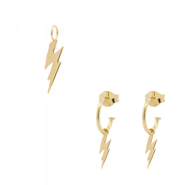 Pack Colgante y Pendientes Rayo de Plata Dorada*Eguzkilore Online