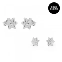 Pack Dúo Pendientes Oro Blanco y Brillante*Eguzkilore