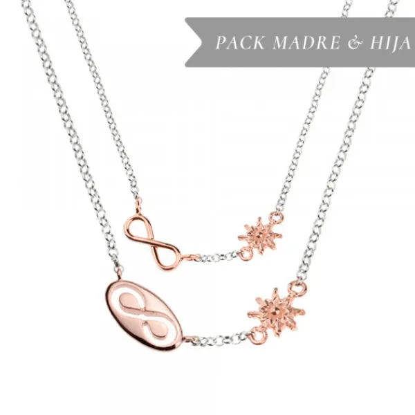 Pack Madre e Hija Gargantilla Infinito de Plata Rosa*Eguzkilore Outlet