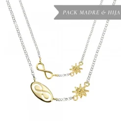 Pack Madre e Hija Gargantilla Infinito de Plata Dorada*Eguzkilore Clearance