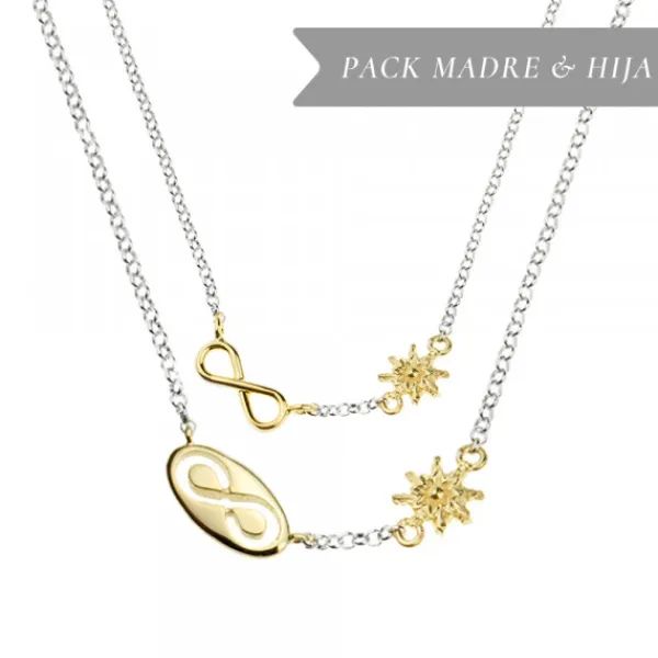 Pack Madre e Hija Gargantilla Infinito de Plata Dorada*Eguzkilore Clearance