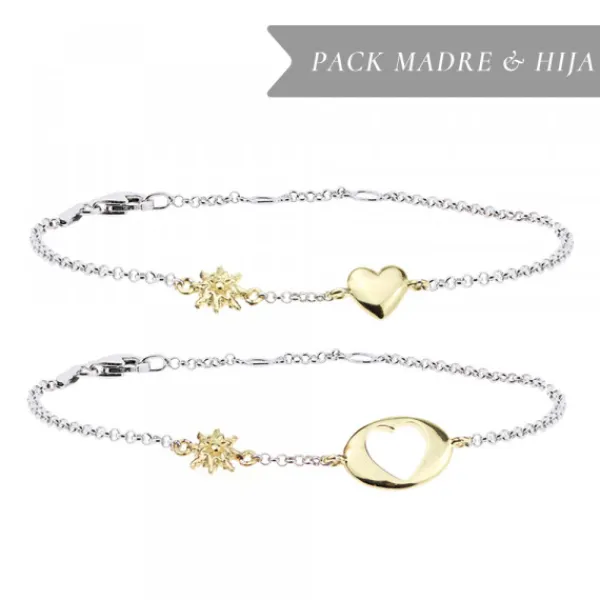 Pack Madre e Hija Pulsera Corazón Dorado*Eguzkilore New