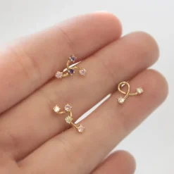 Pendiente Mini Oro y Circonitas Multicolor*Eguzkilore Hot