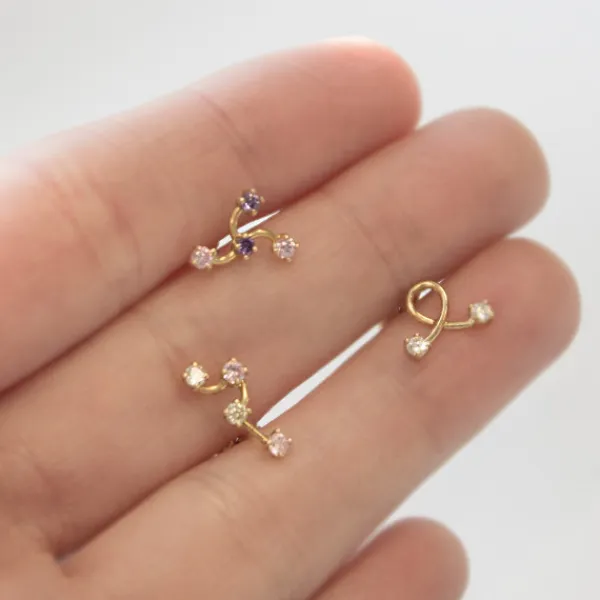 Pendiente Mini Oro y Circonitas Multicolor*Eguzkilore Hot