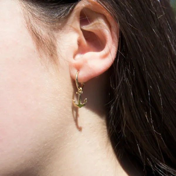 Pendientes Aro Ancla de plata dorada*Eguzkilore Best