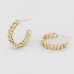 Pendientes Aro Chain Plata Dorada 22mm*Eguzkilore Best