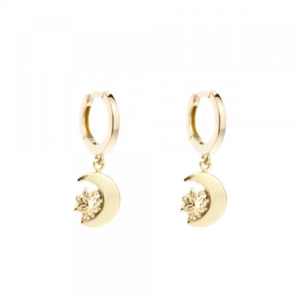 Pendientes Aro Cripa Luna Plata Dorada 11mm*Eguzkilore Outlet