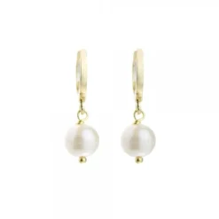 Pendientes Aro Cripa Plata Dorada y Perla 12mm*Eguzkilore Best