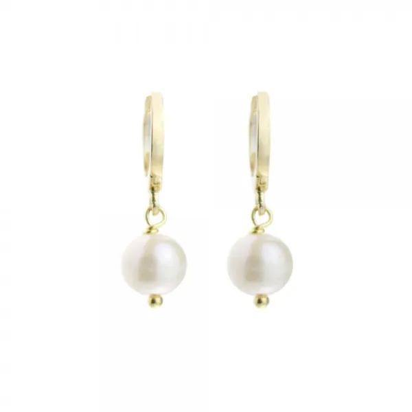 Pendientes Aro Cripa Plata Dorada y Perla 12mm*Eguzkilore Best