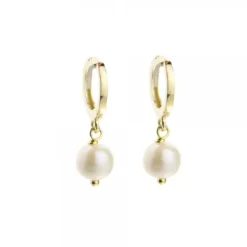Pendientes Aro Cripa Plata Dorada y Perla 12mm*Eguzkilore Best