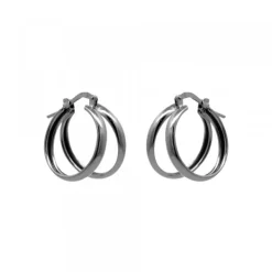 Pendientes Aro Doble de Plata Negra 16mm*Eguzkilore Outlet