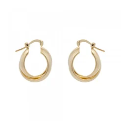 Pendientes Aro Doble Entrelazados Plata Dorada 15mm*Eguzkilore Discount