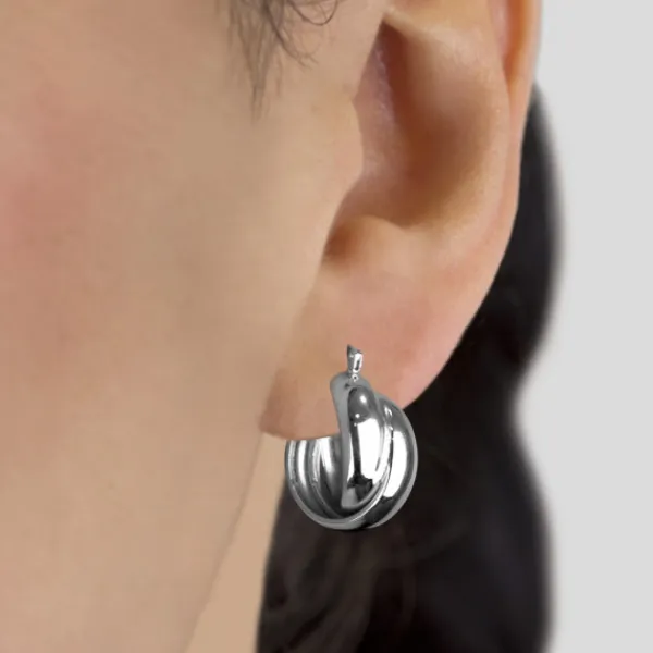 Pendientes Aro Doble Entrelazados Plata Negra 15mm*Eguzkilore