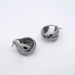 Pendientes Aro Doble Entrelazados Plata Negra 15mm*Eguzkilore