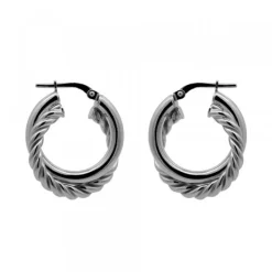 Pendientes Aro Doble Entrelazados en Rutenio 20mm*Eguzkilore Sale