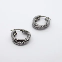 Pendientes Aro Doble Entrelazados en Rutenio 20mm*Eguzkilore Sale