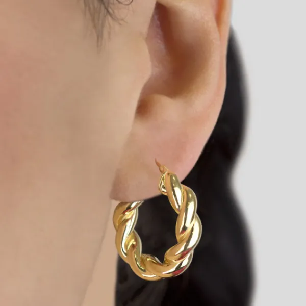 Pendientes Aro Gallonado Plata Dorada 20mm*Eguzkilore New