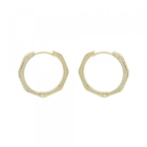 Pendientes Aro Hexagonal Plata Dorada y Circonitas 19mm*Eguzkilore Hot