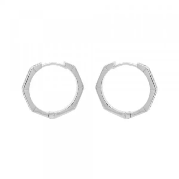 Pendientes Aro Hexagonal Plata y Circonitas 19mm*Eguzkilore
