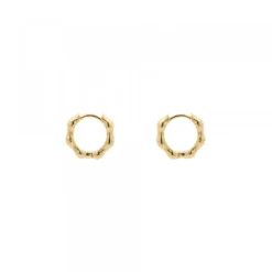 Pendientes Aro Mini Bambú de Plata Dorada*Eguzkilore Best