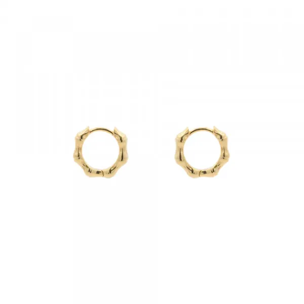 Pendientes Aro Mini Bambú de Plata Dorada*Eguzkilore Best