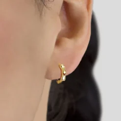 Pendientes Aro Mini Bambú de Plata Dorada*Eguzkilore Best