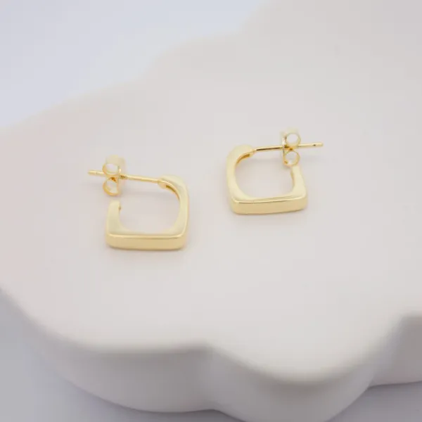 Pendientes Aro Mini Cuadrado Plata Dorada 12mmm*Eguzkilore Discount
