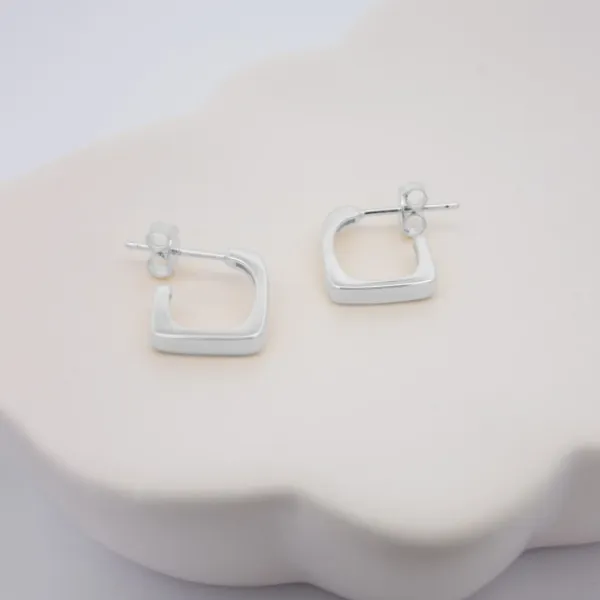 Pendientes Aro Mini Cuadrado Plata 12mm*Eguzkilore Best