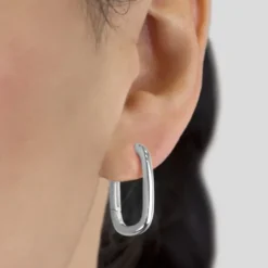 Pendientes Aro Oval Plata 22mm*Eguzkilore Online