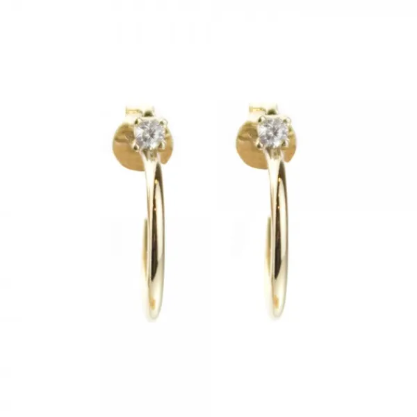 Pendientes Aro Plata Dorada Circonita 15mm*Eguzkilore Sale