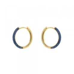 Pendientes Aro Plata Dorada y Circonitas Azules*Eguzkilore
