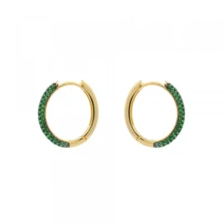 Pendientes Aro Plata Dorada y Circonitas Verdes*Eguzkilore Hot