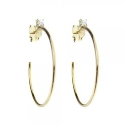Pendientes Aro Plata Dorada y Circonita 30mm*Eguzkilore Clearance