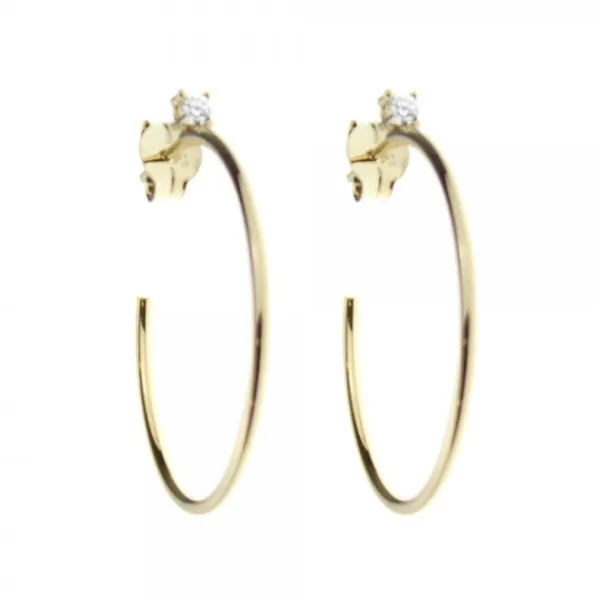 Pendientes Aro Plata Dorada y Circonita 30mm*Eguzkilore Clearance