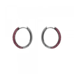 Pendientes Aro Plata Negra y Circonitas Rosas*Eguzkilore Outlet