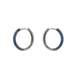 Pendientes Aro Plata Negra y Circonitas Azules*Eguzkilore Outlet