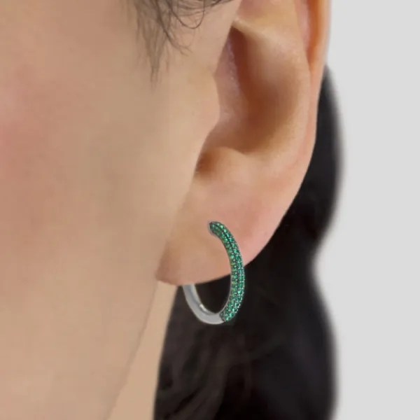 Pendientes Aro Plata y Circonitas Verdes*Eguzkilore