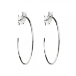 Pendientes Aro Plata y Circonita 30mm*Eguzkilore Outlet