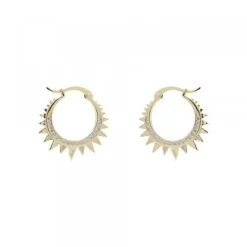 Pendientes Aro Punk Plata Dorada y Circonitas 15mm*Eguzkilore New
