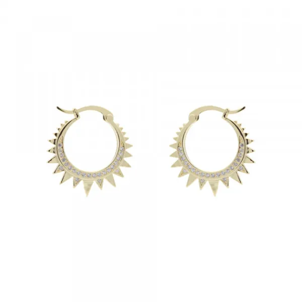 Pendientes Aro Punk Plata Dorada y Circonitas 15mm*Eguzkilore New