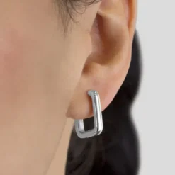 Pendientes Aro Rectangular Plata 18mm*Eguzkilore Discount