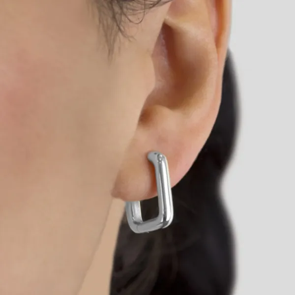 Pendientes Aro Rectangular Plata 18mm*Eguzkilore Discount