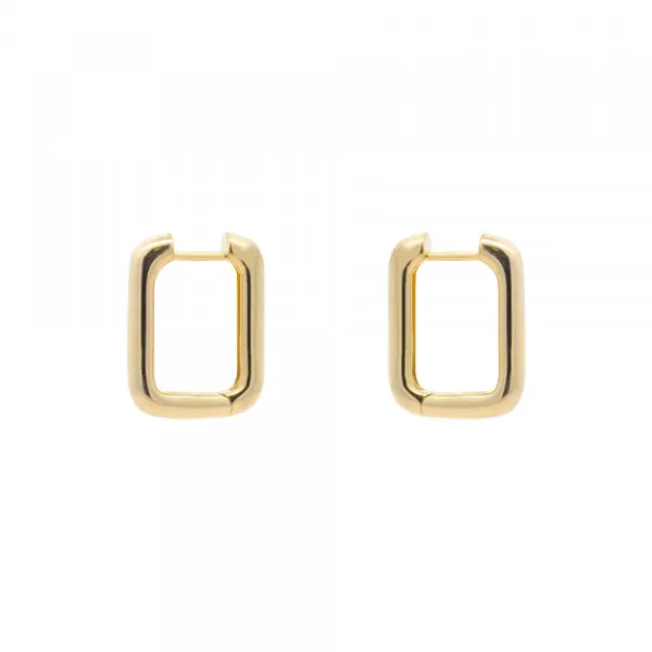 Pendientes Aro Rectangular Plata Dorada 18mm*Eguzkilore Online
