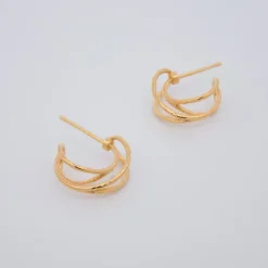 Pendientes Aros doble Plata Dorada 15mm*Eguzkilore