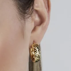 Pendientes Aro Textura Plata Dorada 20mm*Eguzkilore Sale