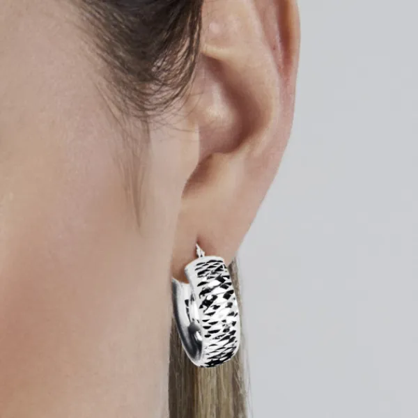 Pendientes Aro Textura Plata 20mm*Eguzkilore