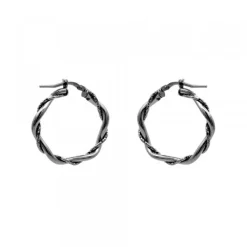 Pendientes Aro Trenzado Plata Negra 25mm*Eguzkilore Best